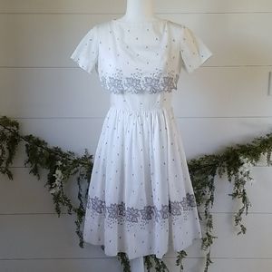 Vintage 50s 60s L'Aiglon Embroidered Tea Dress